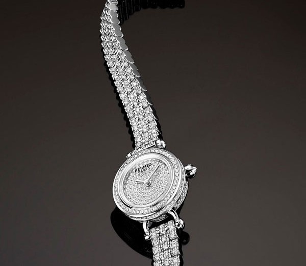 White Gold Case Replica Hermes Faubourg Joaillerie Diamond Watches