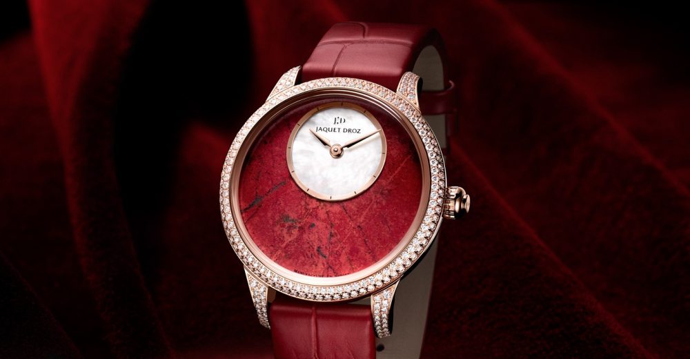Red Leather Straps Jaquet Droz Petite Heure Minute Replica Watches For Ladies