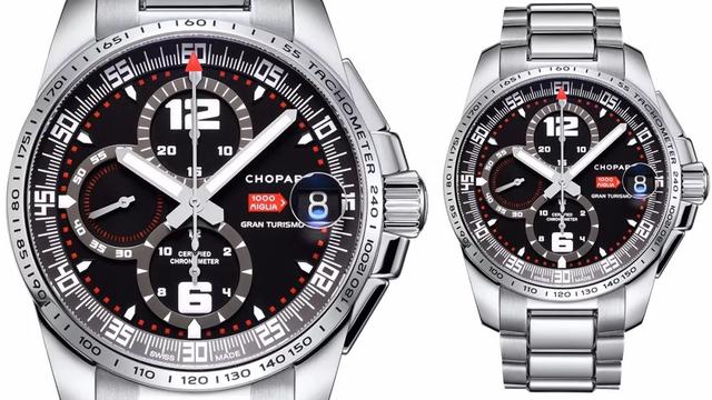 Chopard replica watches with black dials are full of sports atmosphere.
