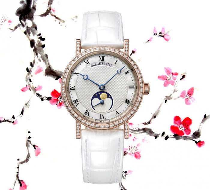 The rose gold copy watches are decorated with diamonds.