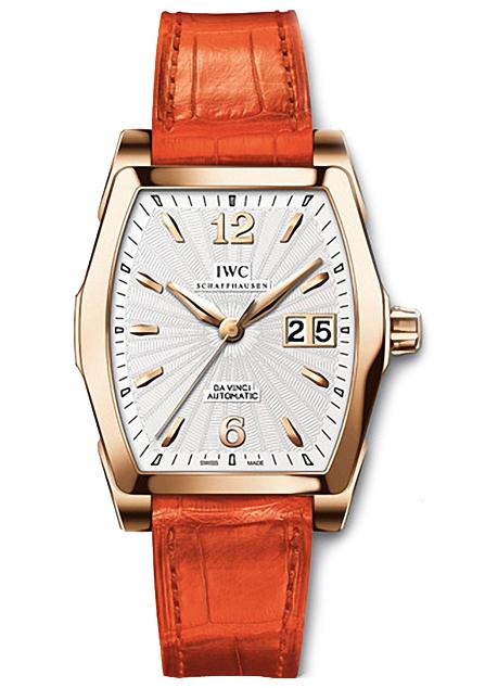 The silvery dials copy watches have orange leather straps.