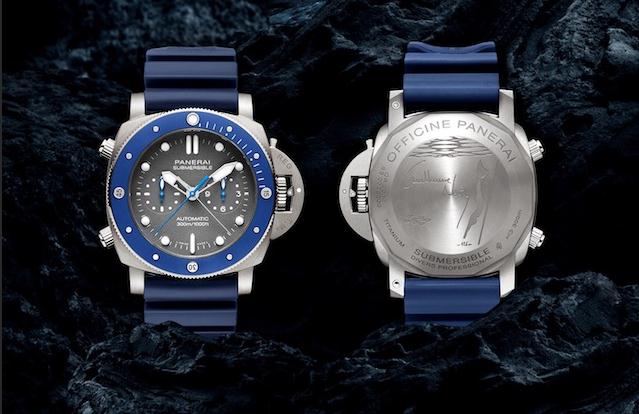The titanium fake watches have blue rubber straps.
